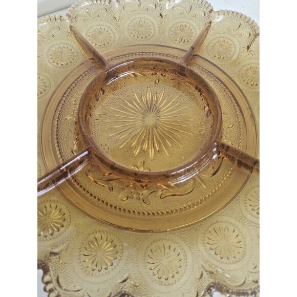 Brockway Glass AMBER "AMERICAN CONCORD" - 5 Section Divided Plate 1970's - Picture 2 of 10